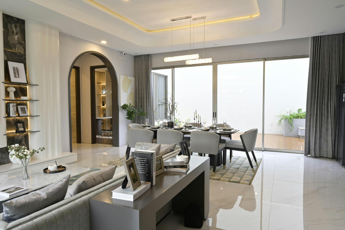Modern coastal home interior with luxury finishes